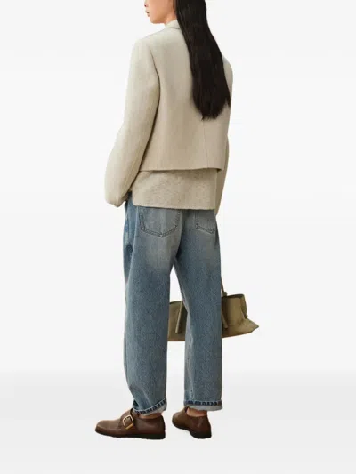 Less Double-breasted Cropped Jacket In Neutral