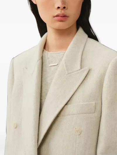 Less Double-breasted Cropped Jacket In Neutral