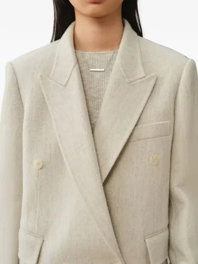 Less Double-breasted Cropped Jacket In Neutral