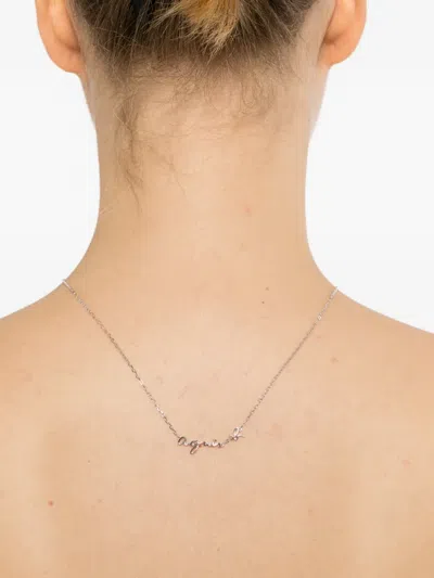 Agnès B. Logo-script Necklace In White