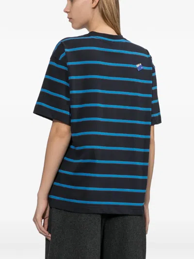 Ader Error Striped Logo-patch T-shirt In Blue