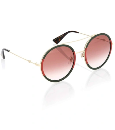 Shop Gucci Exclusive To Mytheresa.com - Round Sunglasses In Green
