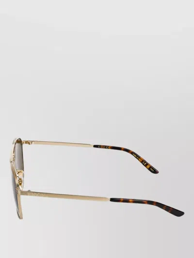 Gucci Rectangular Aviator Sunglasses In Gold