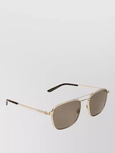 Gucci Rectangular Aviator Sunglasses In Gold