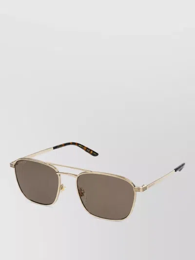 Gucci Rectangular Aviator Sunglasses In Gold