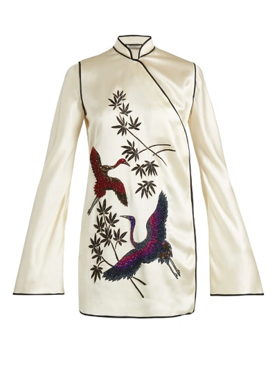 Attico Elena Heron-embellished Satin Kimono Mini Dress In Additional Details Will Be Added When The Item Arrives In Stock