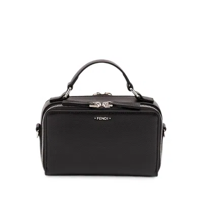 Fendi Black Leather Tote Bag In Black