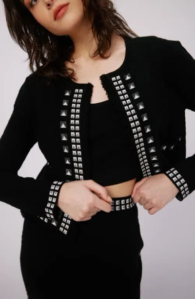 Dvf Brogram Crop Open Front Cardigan In Brown