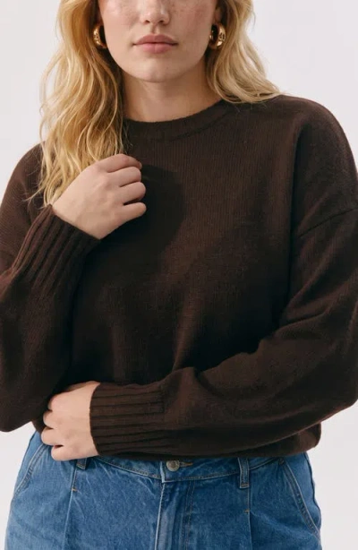 Vero Moda Crewneck Pullover Sweater In Brown