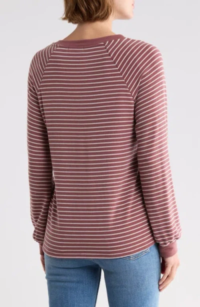 West K Striped Brushed Raglan Sleeve Pullover In Neutral