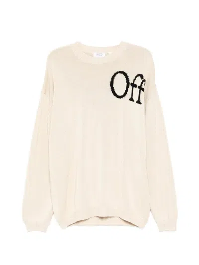 Off-white Bookish Shared Knit Crewneck Sweater With Jacquard Logo In Multi