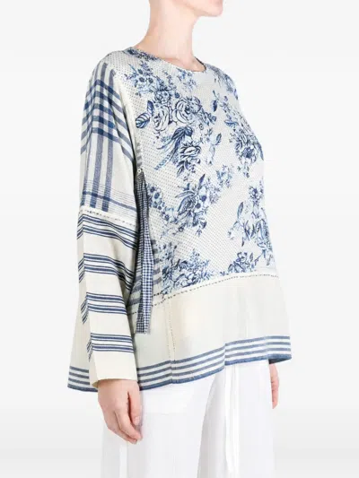 Péro Floral-print Patchwork Blouse In White