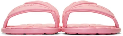 Shop Miu Miu Pink Rubber Pool Slide Sandals