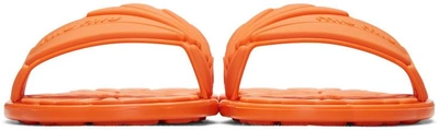 Shop Miu Miu Orange Rubber Pool Slide Sandals