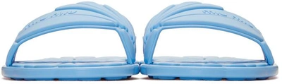 Shop Miu Miu Blue Rubber Pool Slide Sandals