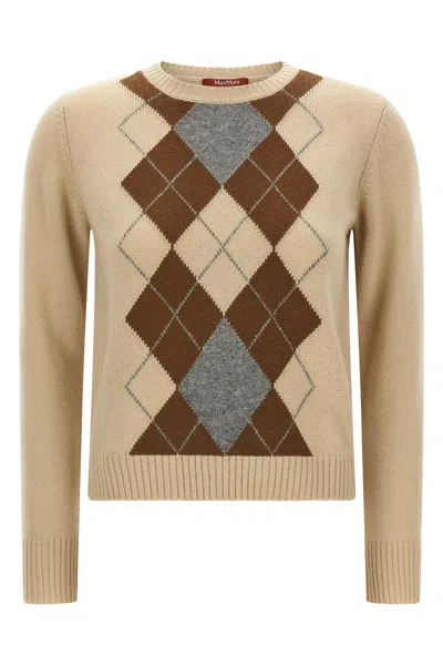 Max Mara Diamond Pattern Knit Sweater In Neutral