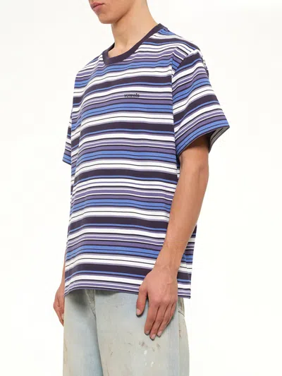 Vowels Stripe-pattern T-shirt In Blue