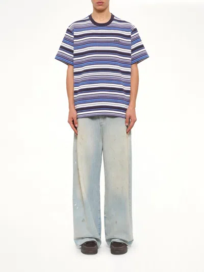 Vowels Stripe-pattern T-shirt In Blue