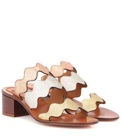 Shop Chloé Lauren Leather Sandals In Multicolor