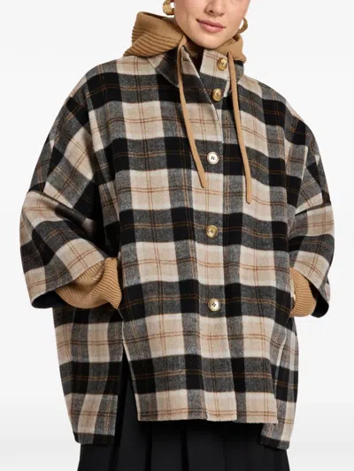 Elena Miro' Double Check Cape In Multi