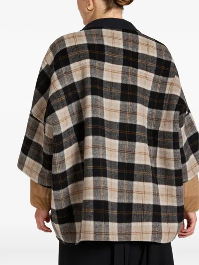 Elena Miro' Double Check Cape In Multi