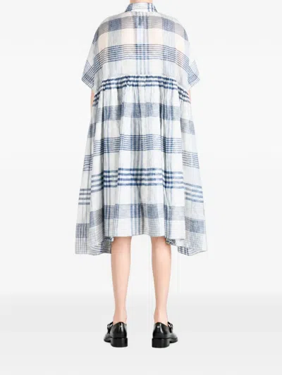 Péro Check-pattern Tiered Midi Dress In Blue