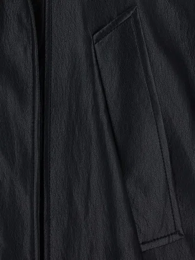 Rame Tech Fabric Blazer Jacket With Shirt Collar And Button Front In Black