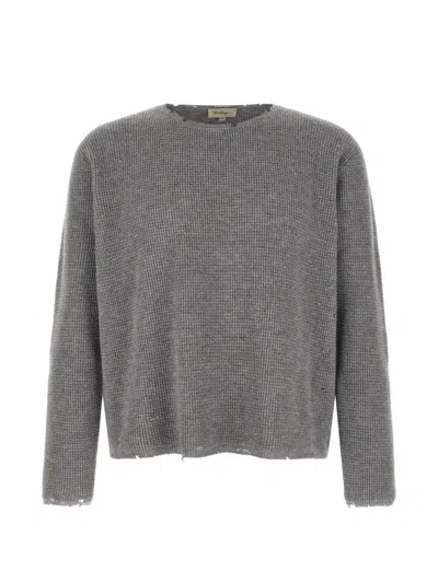 FRIENDS DISTRESSED HONEYCOMB-KNIT SWEATER