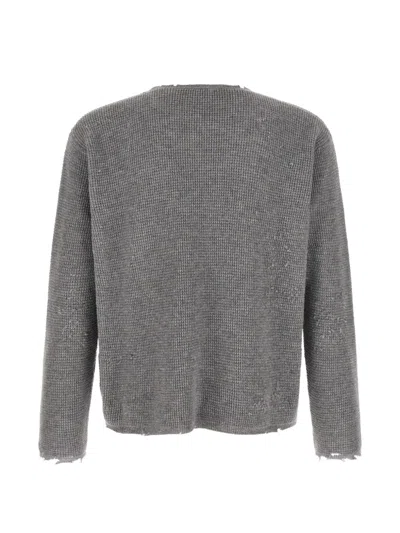 FRIENDS DISTRESSED HONEYCOMB-KNIT SWEATER