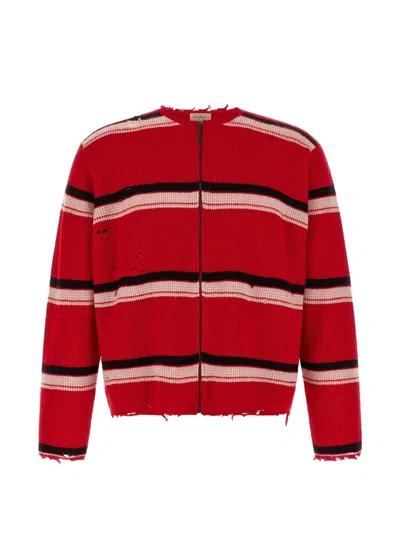 FRIENDS STRIPED KNIT ZIP-UP SWEATER