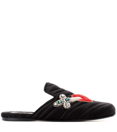 Shop Gucci Verzierte Slippers In Black