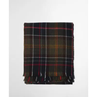 Barbour Check-pattern Fringed Cape In Black