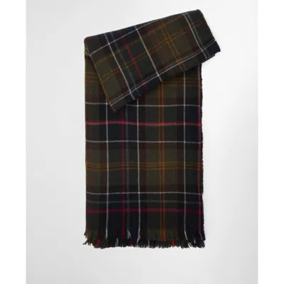 Barbour Check-pattern Fringed Cape In Black
