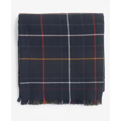 Barbour Check-pattern Fringed Cape In Black