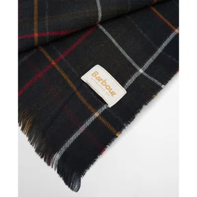 Barbour Check-pattern Fringed Cape In Black