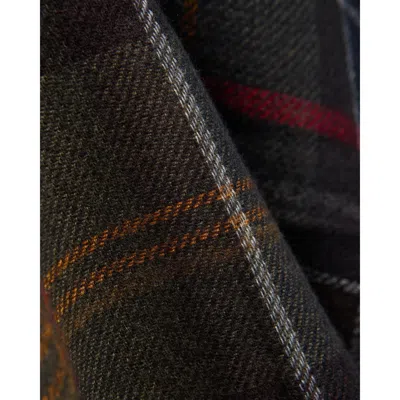 Barbour Check-pattern Fringed Cape In Black