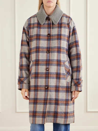Veronica Beard Laurent Checked Wool-blend Twill Coat In Multi