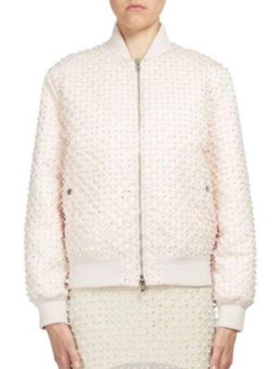Shop Givenchy Pearl Crystal Bomber Jacket In Skin