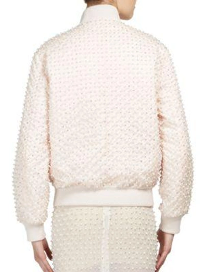 Shop Givenchy Pearl Crystal Bomber Jacket In Skin