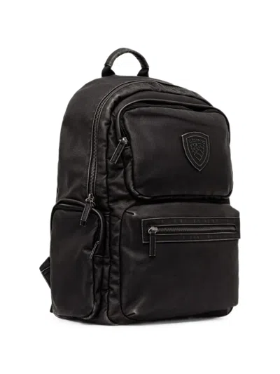 Blauer Logo-patch Zip-around Backpack In Black