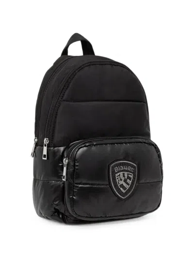 Blauer Padded Logo-patch Backpack In Black