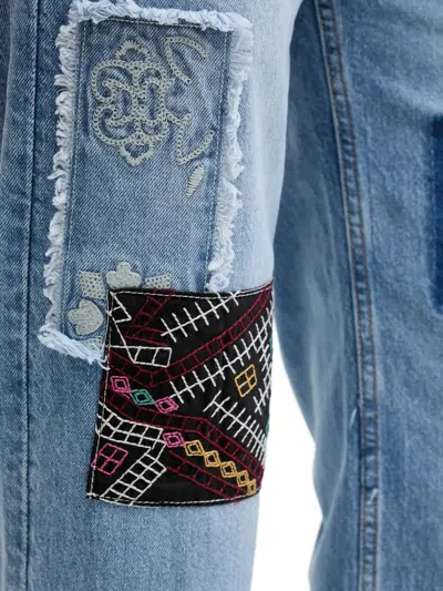 Desigual Patchwork Jeans In Blue