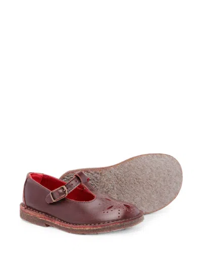 Pèpè T-bar Perforated Sandals In Burgundy