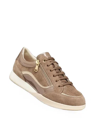 Geox Side-zip Panelled Sneakers In Brown
