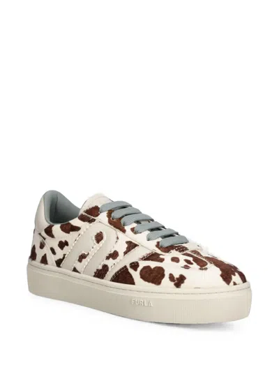Furla Cow-print Platform Sneakers In Neutral
