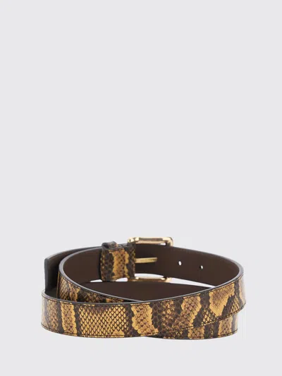 Amiri Python Square Belt With Leather Details And Reptile Print In Brown