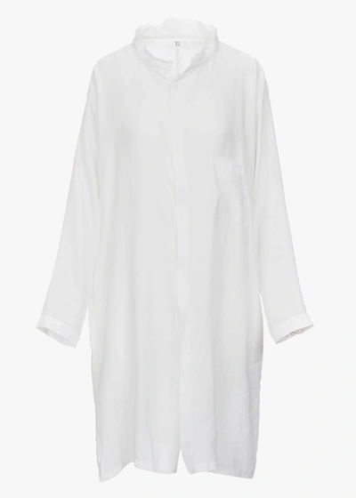 Y's Open Collar Shirt Dress In White
