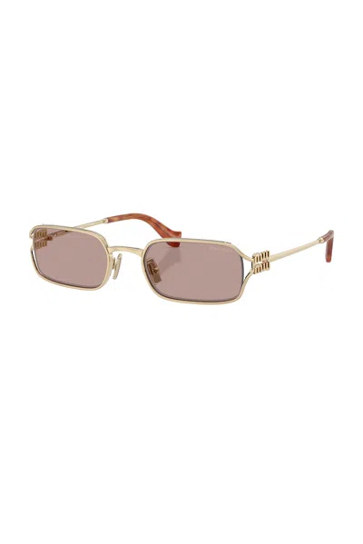 Miu Miu Rectangular Sunglasses In Brown