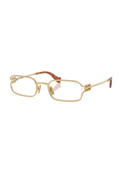 Miu Miu Rectangular Optical Glasses In Gold