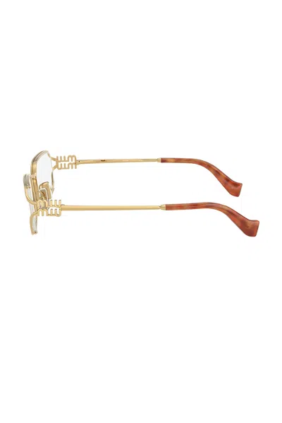 Miu Miu Rectangular Optical Glasses In Gold